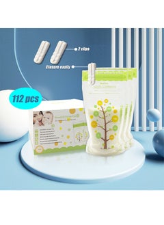 اشتري 112 Piece Baby Self-standing Bottom Design Breast Milk Storage Bags With Double Zipper, 250 ml في الامارات