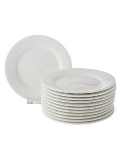 Buy A set of white porcelain plates for fruits and sweets, 15 cm, 12 pieces in Saudi Arabia