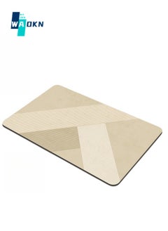 Buy Bathroom Highly Absorbent Non-slip Floor Mat, Fashionable Geometric Splicing Pattern Non-slip Mat, Bottom Non-slip Texture Comfortable Diatom Mud Fabric Cushioning Floor Mat (Beige) in Saudi Arabia