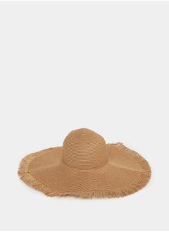 Buy Fringe Wide Brim Straw Hat in Saudi Arabia