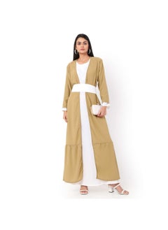 اشتري MODEST DRESS WITH LONG JACKET AND BELT STYLISH SOLID COLOUR ARABIC KAFTAN JALABIYA في السعودية