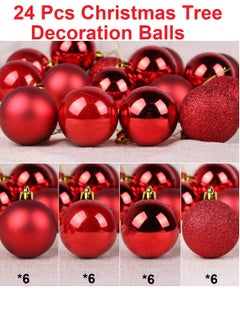 Buy Christmas Balls 24 Pcs Christmas Tree Decoration Balls Red in UAE