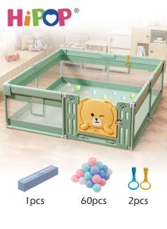 Buy Baby Playmat with Enhanced Safety Gate 150*180cm,Baby Activity Mat with 60 Ocean Balls,Robust Suction Cups and Construction,Indoor Playpen for Kids in UAE