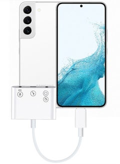 اشتري Samsung Galaxy S22 Live Converter 3 in 1 OTG Splitter USB Type-C to Dual 3.5mm Aux Audio Headphone Adapter with USB-C Charge Port Jh098 في الامارات