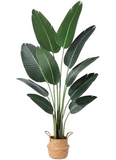 Buy Artificial Tree Fake Plant Potted Simulation Tree Decorative Greenery with Realistic Green Banana Leaves and Woven Pot for Home Decoration Office Indoor Outdoor 120cm in Saudi Arabia