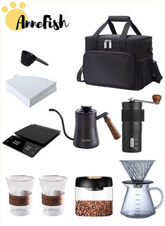 Buy 11-Pieces V60 Pour Over Hand Drip Coffee Maker Set Professional V60 Kit  With Carrying Bag Coffee scale with Timer Drip Coffee Maker Set in Saudi Arabia