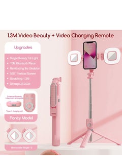 Buy Tripod Selfie Stick with Dual Lights, Equipped with Bluetooth Remote Control, 360° Left and Right Rotation, Suitable for Live Broadcast, Video Recording in Saudi Arabia