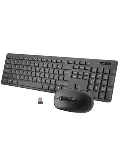 Buy Arabic/English Wireless Keyboard and Mouse Combo, 2.4G USB Quiet Cordless Mouse Keyboard Set Ergonomic Full Size, for Computer Laptop PC, Windows, MacOS, Chrome OS in Saudi Arabia