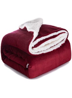 Buy Silky Soft Sherpa Blanket Single Size Ultra Plush Bed Blanket Maroon 160x220 cm in UAE
