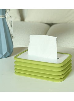 اشتري Foldable Silicone Tissue Box - Green - White في مصر