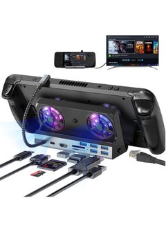 اشتري محطة إرساء Steam Deck مع مروحة، حامل قاعدة Steam Deck 10 في 1 يدعم HDMI 2.0 4k@60hz، جيجابت إيثرنت، شحن كامل السرعة USB-C، USB-A 3.0، USB-A 2.0، SD(U3)، تف (U3) في الامارات