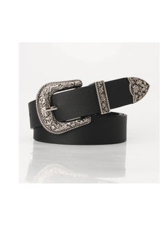 اشتري Classic Ladies Retro Pin Buckle Cool Decorative Jeans Belt 105cm Black في الامارات