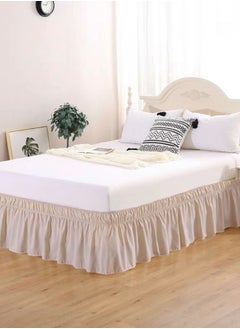 Buy 1 Pc. Various Sizes Elastic Bed Skirt Ruffles Solid Color Cream. in UAE