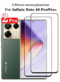 Buy 2 Pieces Full Cover Glass Screen Protector For Infinix Note 40 Pro/Infinix Note 40 Pro+ 5G Black/Clear and Screen Protector Accessories in Saudi Arabia