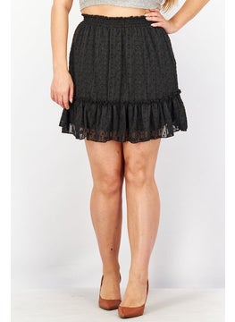 Buy Women Ruffle Embroidered Mini Skirt, Black in UAE