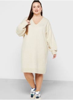 Buy V-Neck Knitted Dress in UAE