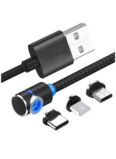 Buy Charging Cable, Fast Gaming Charging Magnetic Charging Cable 90 Degree L Type Nylon Braided Led Weak Magnet Charger Cable Fit for Micro Usb Type-c iPhone Cable, Nylon and Thick Copper Core Black in UAE