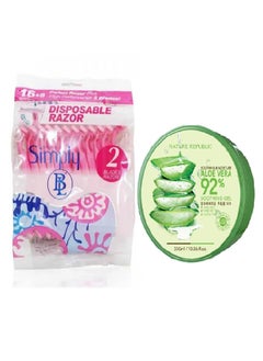 Buy 16+8 Perfect Razor Plus High Performance 2 Blades+Nature Republic Soothing Aloe Vera 92% Gel in Saudi Arabia