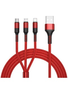Buy 3 In 1 USB Charging Cable 1.25M Red in Saudi Arabia