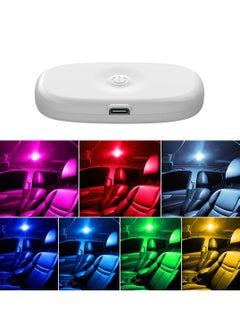 اشتري Car LED Lights, 7 Colors Interior Portable Small Incar LED Touch Lights with 8 Bright LED Lamp Beads, Music Sync Color Change USB Rechargeable Lighting Light Car Emergency Light في الامارات