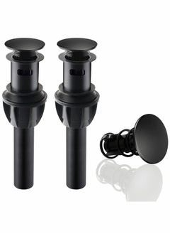 Buy Sink Drains Push and Seal Pop Up Drain Stopper with Overflow for Bathroom Sink Faucet Vessel Vanity Matte Black 2 Pack in Saudi Arabia