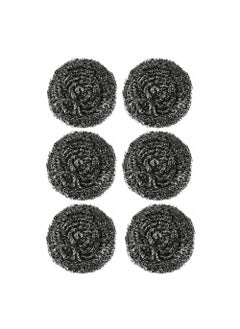 اشتري Royalbright Pack of 6 Heavy Duty Stainless Steel Scourer- RF11089, Non-Rusting Wire Scrubbers for Tough Stain Removal, Round Scrubbers, Silver في الامارات