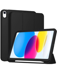 Buy Protective iPad 10th Gen 10.9 Case 2022, Slim Stand Smart Cover With Pencil Holder And Trifold Stand -Black in UAE