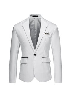 اشتري Foreign Trade Amazon New Mens Slim-fit Single-breasted Suit Youth Fashion Casual Wedding Banquet Dress Jacket White في الامارات