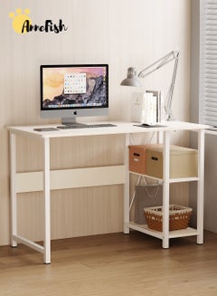 Buy 100*50*76cm Office Table Large Space Storage Home Office Study Computer Table Desk With 2 Storage Shelves in Saudi Arabia