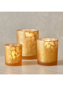 Buy Orlie 3-Piece Glass Candleholder Set 7 x 8 x 7 cm in Saudi Arabia