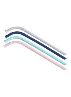 Buy 4 Piece High Quality Silicone Elbow Straw Grey, blue, green, pink 23.5cm in Saudi Arabia