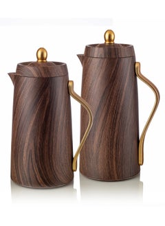 Buy 2 pieces Of Wooden Thermos With A Beautiful F\Design The Large Size Is 1 Liter + The Small One Is 1.3 Liters in Saudi Arabia