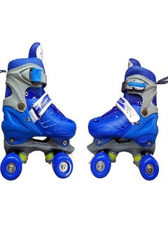 Buy Adjustable Roller Skate Shoes 2-Rows 4-Wheels, Blue/White, Size medium 35-38 in Egypt