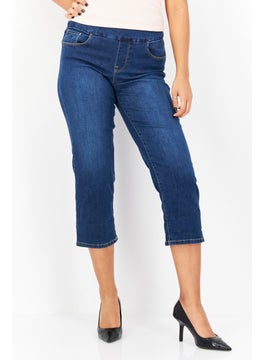 اشتري Women Regular Fit Plain Stretchable Capri Jeans, Blue في السعودية