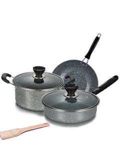 اشتري 3 Pieces Non-Stick Cooking Pan Frying Pan Gift Pot Set في الامارات