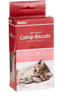 Buy Bioline Catnip Biscuits Salmon Flavor Cat Treats 80g in UAE