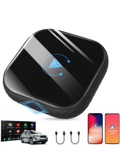 Buy Wireless CarPlay & Android Auto Adapter 2024 - Two-Channel Connection, Converts Wired to Wireless, Plug & Play. Auto Connects via 5GHz WiFi for Cars from 2015+, Black in UAE
