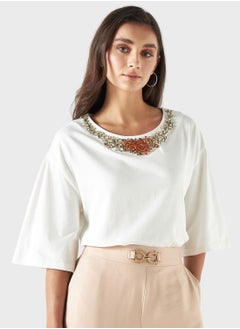 Buy Embellished Crew Neck Top in Saudi Arabia