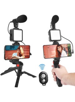 Buy smartphone Vlogging Kit for Starter Video Recording the set with Fill Light Microphone Tripod Phone Clip in UAE