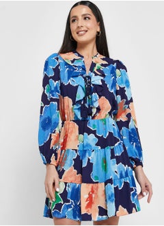 Buy Puff Sleeve Printed Dress in UAE