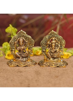 اشتري Laxmi Ganesh Set Idol Showpiece Metal Gold Plated Lakshmi Ganesha Idols For Diwali Gifts Puja (Set 1) في الامارات