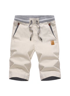 اشتري Mens Cotton Casual Shorts Breathable Loose Fit Apricot في السعودية