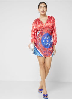 Buy Printed V-Neck Dress in UAE