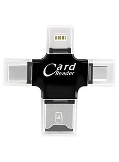 اشتري iPhone Multiple USB Card Reader 4 in 1 Micro SD with Type C Connector OTG HUB Adapter, Lightning connector TF Flash Memory Readers For iOS Android USB2.0 Windows Black في السعودية