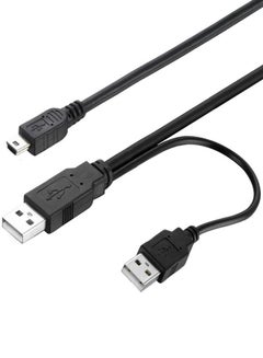اشتري 2 في 1 USB2.0 بيانات كابل الطاقة المزدوج ذكر إلى USB 5pin ميني للقرص الصلب الخارجي في السعودية