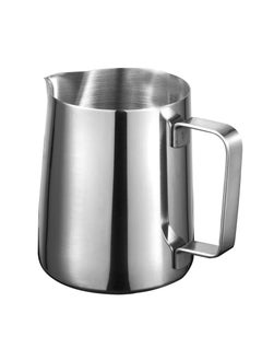 Buy Stainless Steel 900ml Milk Frothing Pitcher with Measurements on Both Sides Inside, Plus eBook & Microfiber Cloth Perfect for Espresso Machines Latte Art Silver in UAE