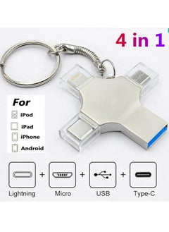 Buy Mobile phone USB flash drive Type C 4 in 1 for Apple iPhone Huawei Android 4 in 1 USB flash drive 64G in Saudi Arabia