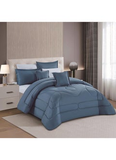 اشتري Duvet Cover Set 8 Pieces Comforter Set with Bed Skirt Quilt Cover Fitted Sheet Pillow Cover Comforter 220X240 cm King Size Mattress في الامارات