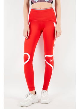 اشتري Women Sportswear Fit Training Leggings, Red/White في الامارات