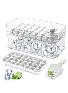 Buy Ice Cube Tray with Lid and Bin, 64 pcs Cubes & 2 Trays Easy Release Ice Mold for Freezer, BPA Free Plastic Molds Making for Whiskey, Cocktail, Drink in UAE